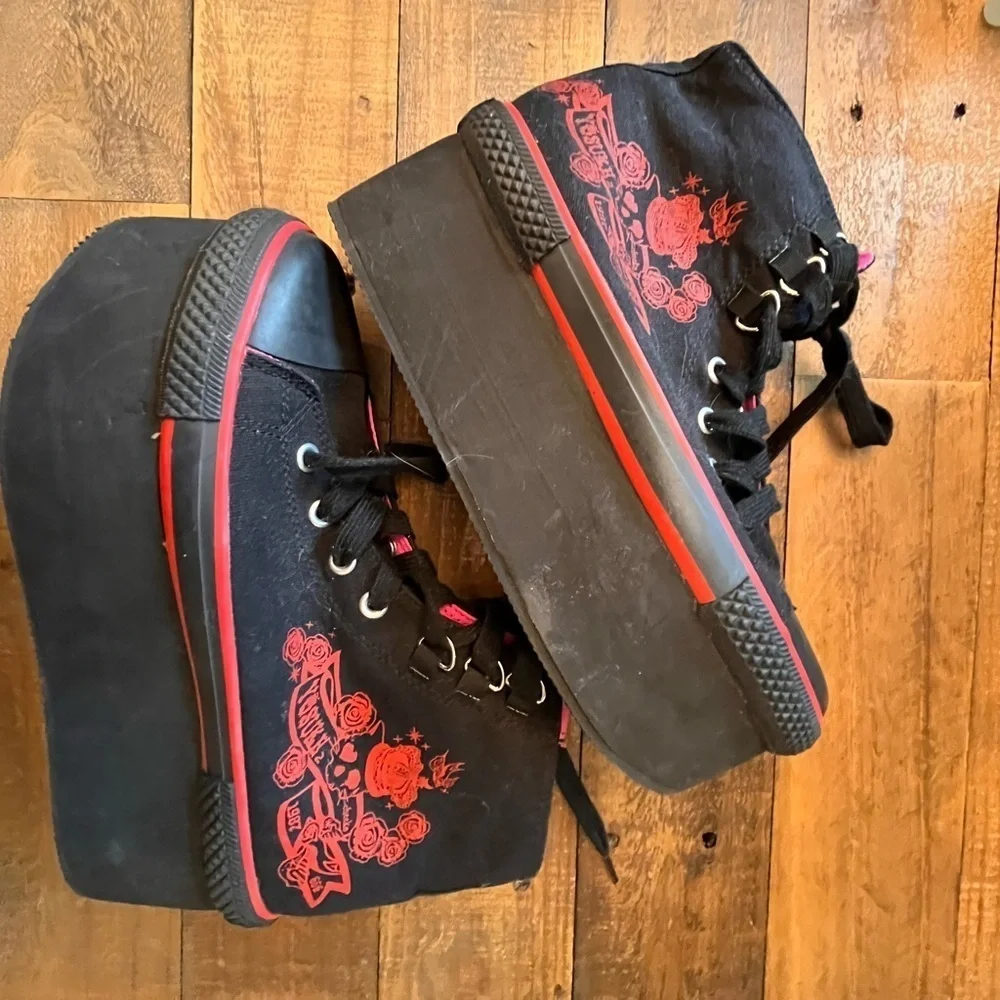 Black and Red Platform High Tops